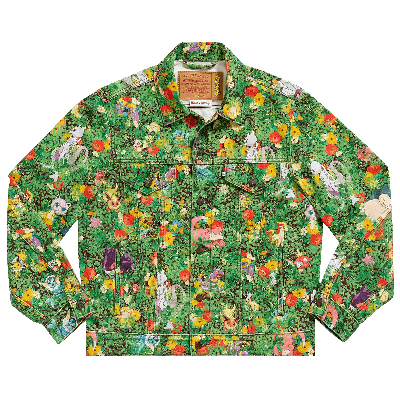 Pre-owned Levi's X Pokémon Vintage Fit Trucker Jacket 'garden Multicolor' In Green