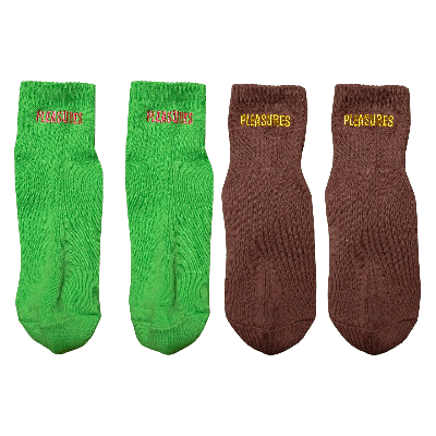 Pre-owned Pleasures Socks (2 Pack) 'green/brown'
