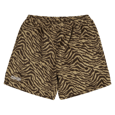 Pre-owned Pleasures Breaker Fuzzy Stripe Shorts 'tan'