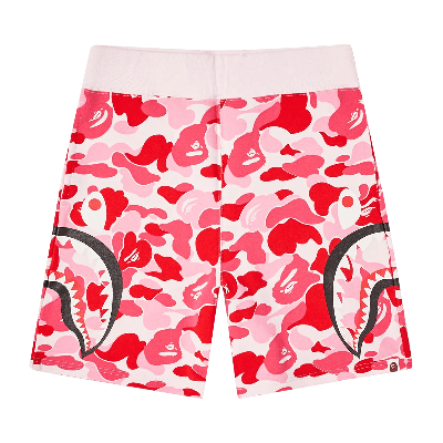 Pre-owned Bape Big Abc Camo Slide Shark Sweat Shorts 'pink'