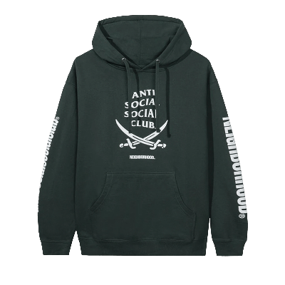 Pre-owned Anti Social Social Club X Neighborhood 6ix Hoodie 'green'