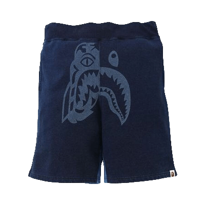 Pre-owned Bape Tiger Shark Sweat Shorts 'indigo' In Blue