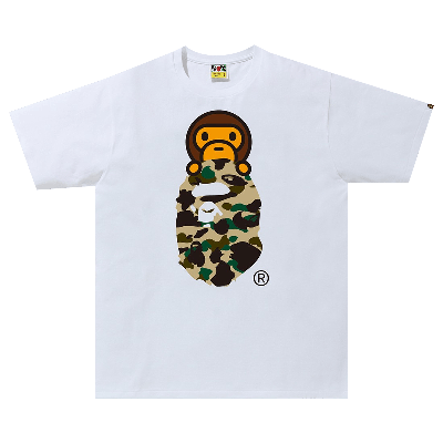 Pre-owned Bape 1st Camo Milo On Ape Head Tee 'white/yellow'