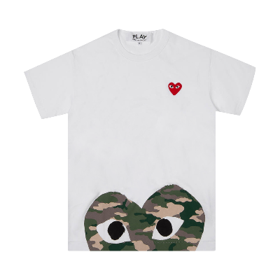 Pre-owned Comme Des Garçons Play Bottom Camouflage Heart Tee 'white'