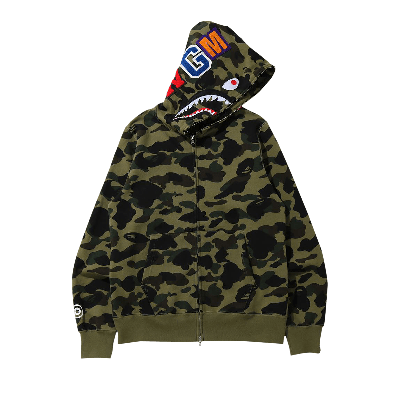 Pre-owned Bape 1st Camo Shark Full Zip Hoodie 'green'