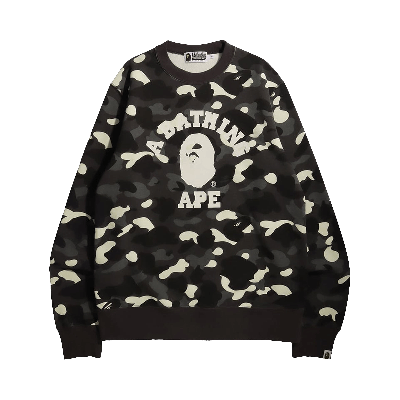 Pre-owned Bape City Camo College Online Exclusive Crewneck 'black'
