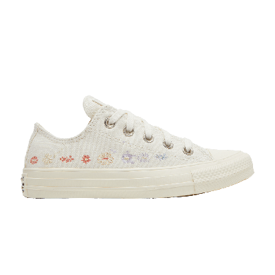 Pre-owned Converse Wmns Chuck Taylor All Star Low 'embroidered Floral - Egret' In White