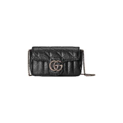 Pre-owned Gucci Gg Marmont Super Mini Bag 'nero' In Black