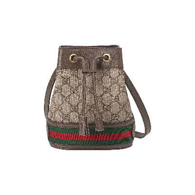 Pre-owned Gucci Ophidia Mini Bucket Bag 'beige/ebony' In Brown