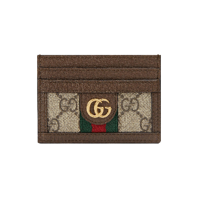 Pre-owned Gucci Gg Supreme Ophidia Large Card Case 'beige/ebony' In Brown