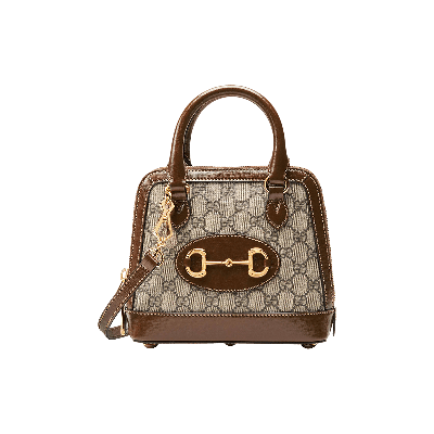 Pre-owned Gucci Horsebit 1955 Mini Top Handle Bag 'beige/ebony' In Brown