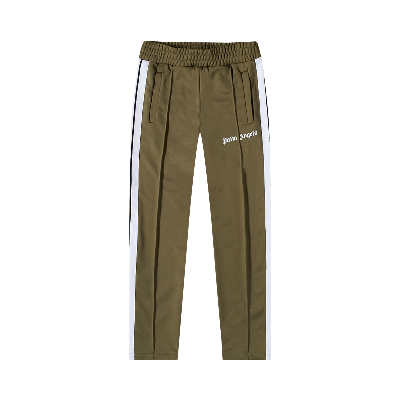 Pre-owned Palm Angels Slim Track Pants 'military/white' In Green