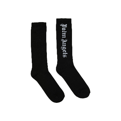 Pre-owned Palm Angels Vertical Logo Socks 'black/white'