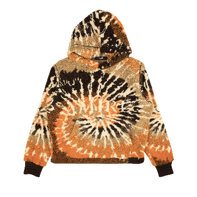 Pre-owned Amiri Tie Dye Polar Fleece Hoodie 'orange/black'