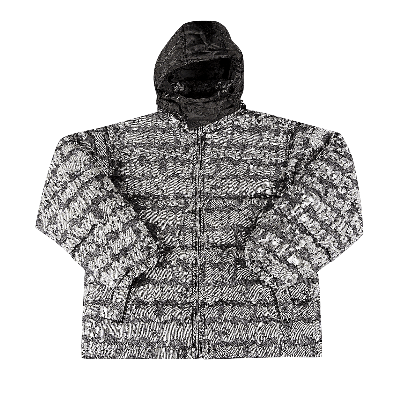 Pre-owned Supreme Fat Tip Jacquard Denim Puffer Jacket 'black'