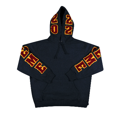 Pre-owned Supreme Team Chenille Hooded Sweatshirt 'navy' In Blue