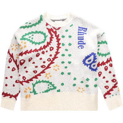 Pre-owned Rhude Kids'  Bandana Knit 'crème/multicolor' In Cream