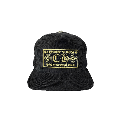 Pre-owned Chrome Hearts Hollywood Corduroy Trucker Hat 'black/gold'