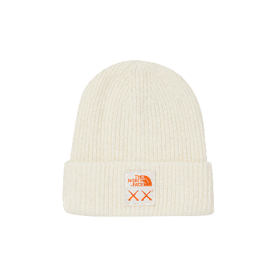 Pre-owned The North Face X Kaws Beanie 'moonlight Ivory' In Cream