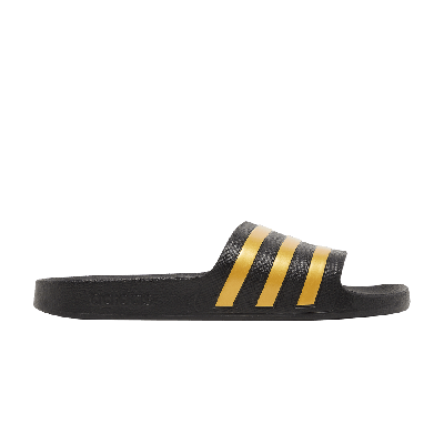 Pre-owned Adidas Originals Adilette Aqua Slides 'black Gold Metallic'