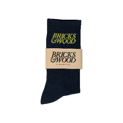 Pre-owned Bricks & Wood Logo Socks 'navy' In Blue