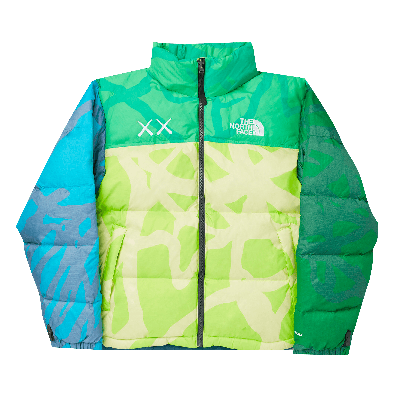 Pre-owned The North Face X Kaws Retro 1996 Nuptse Jacket 'safety Green'