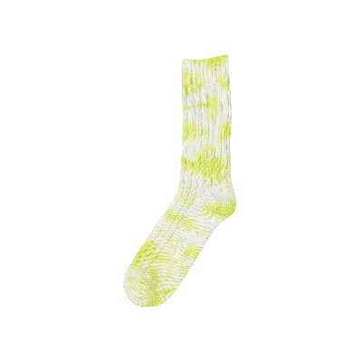 Pre-owned Stussy Dyed Ribbed Crew Socks 'lime' In Green
