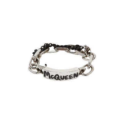 Pre-owned Alexander Mcqueen Graffiti Bracelet 'antique Silver/black'