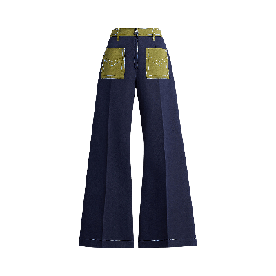 Pre-owned Marni Organic Drill Trousers 'deep Blue'