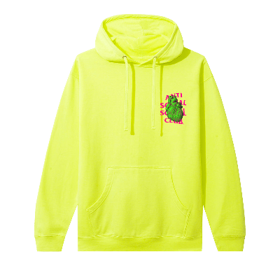Pre-owned Anti Social Social Club Pulse Check Hoodie 'safety Yellow'