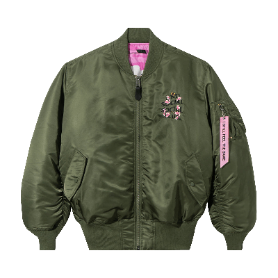 Pre-owned Anti Social Social Club X Alpha Industries Ma-1 Jacket 'sage' In Green