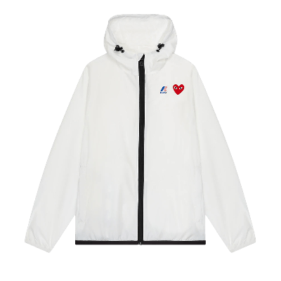 Pre-owned Comme Des Garçons Play X K-way Full-zip Packable Jacket 'white'