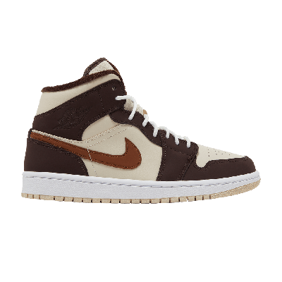 Pre-owned Air Jordan Wmns  1 Mid Se 'cream Dark Chocolate'