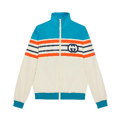 Pre-owned Gucci Interlocking G Stripe Jacket 'light Blue/ivory' In Multi-color