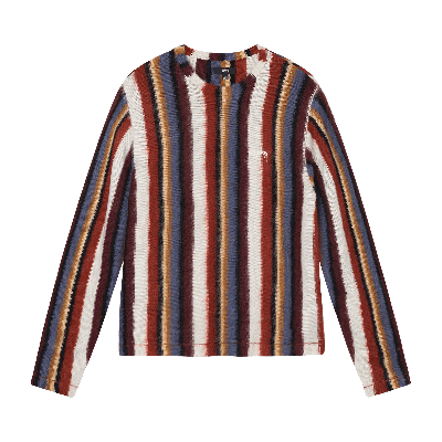 Pre-owned Stussy Vertical Striped Knit Crew 'rust' In Orange