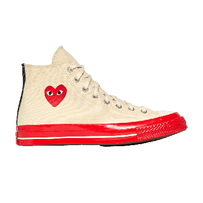 Pre-owned Converse Comme Des Garçons Play X Chuck 70 High 'pristine Red' In Cream