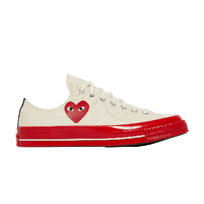 Pre-owned Converse Comme Des Garçons Play X Chuck 70 Low 'pristine Red' In Cream