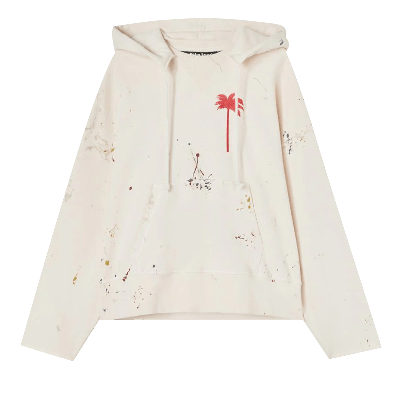 Pre-owned Palm Angels Pxp Painted Raw Cut Hoodie 'off White/red'