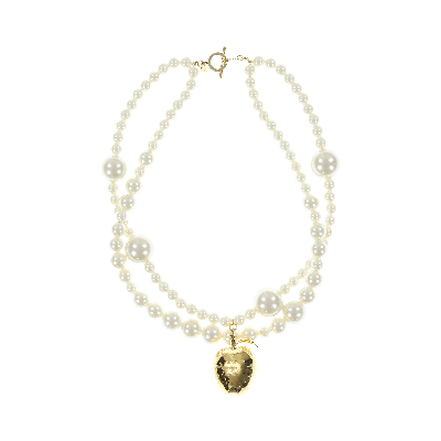 Pre-owned Undercover Pearl Necklace 'pearl/gold' In White