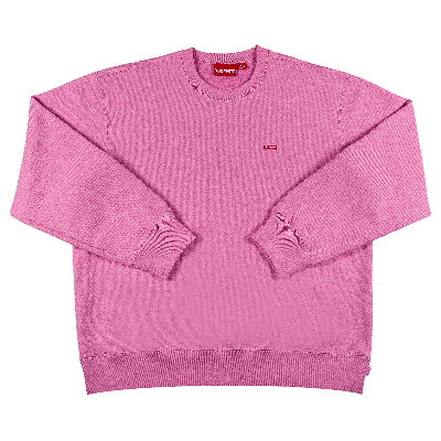 Pre-owned Supreme Small Box Crewneck 'bright Pink'