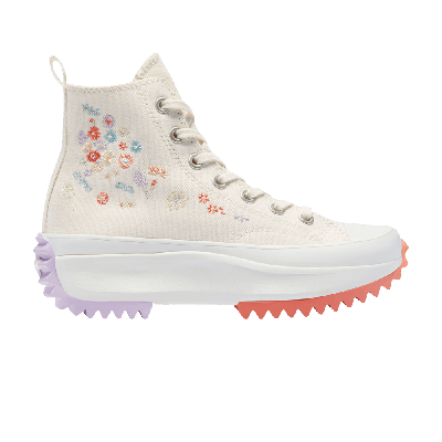 Pre-owned Converse Run Star Hike Platform High 'embroidered Floral - Egret' In Cream