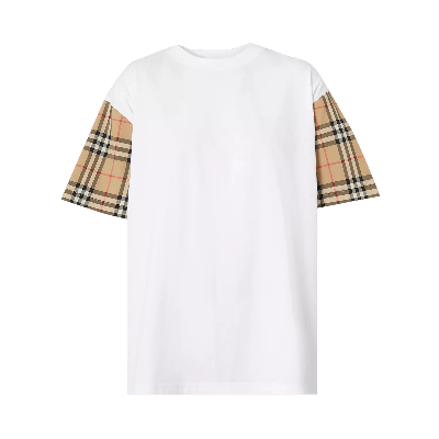 Pre-owned Burberry Vintage Check Sleeve Oversized T-shirt 'white'