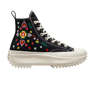 Pre-owned Converse Run Star Hike Platform High 'floral Embroidery' In Black