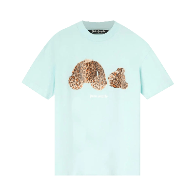 Pre-owned Palm Angels Pa Leopard Bear Classic Tee 'sea Foam/brown' In Green