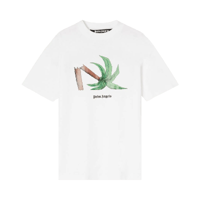 Pre-owned Palm Angels Broken Palm Classic Tee 'white/green'