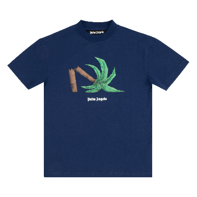 Pre-owned Palm Angels Broken Palm Classic Tee 'navy Blue/green'