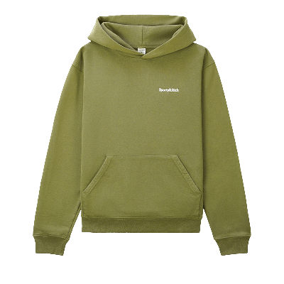 Pre-owned Sporty And Rich Serif Logo Hoodie 'olive/white' In Green