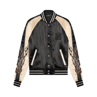 Pre-owned Amiri Satin Flames Souvenir Jacket 'black'