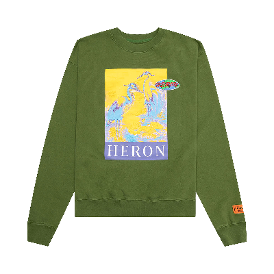 Pre-owned Heron Preston Os Heron Crewneck 'green/yellow'