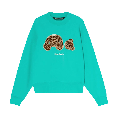 Pre-owned Palm Angels Pa Leopard Bear Crewneck 'forest Green/brown'